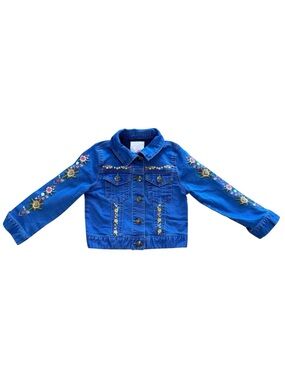 GB Girls’ Floral Monogrammed Denim Jacket for Kids Spring Transitional Sz 6 EUC